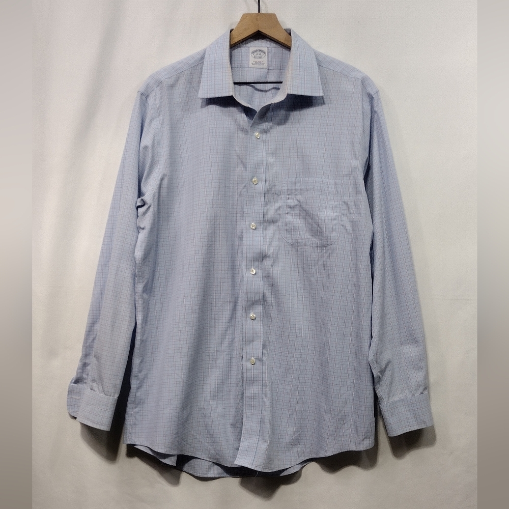 Vintage Brooks Brothers Extra Slim Fit Button Shirt Men 17/34 Blue Supima Cotton